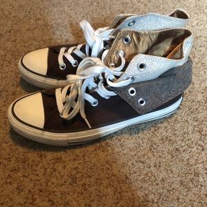 Converse!! Brown and gold high tops
